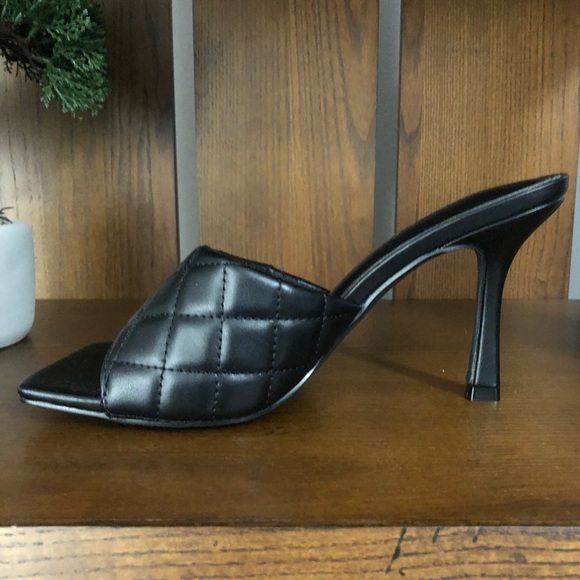 NEW Olivia and Kate Quilted SQUARE TOE High Heel Sandals Black Size 8 - Picture 5 of 8